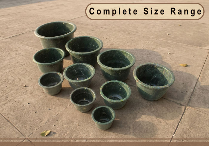 Outdoor gardening planter with rolled rim structure for enhanced strength and premium appearance.