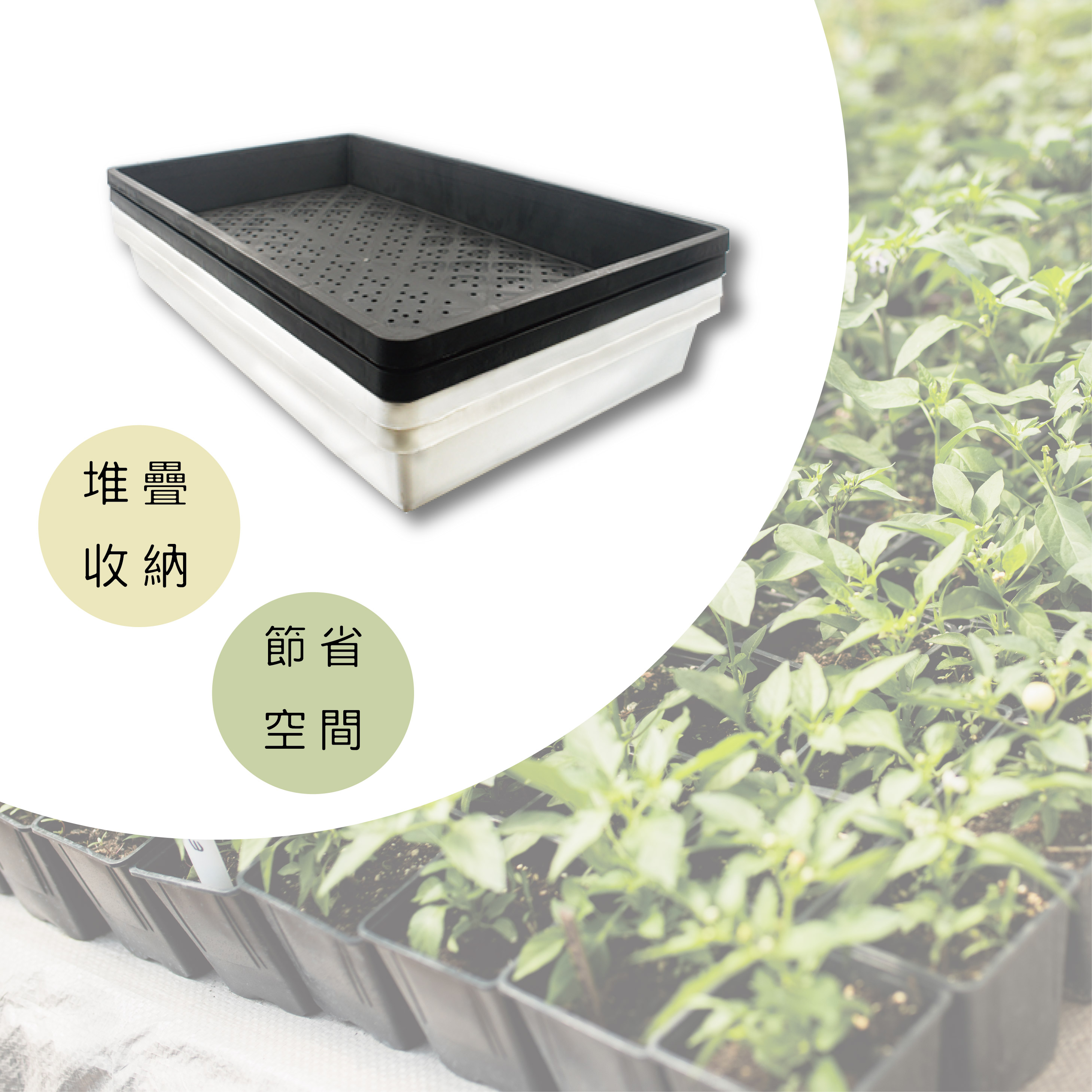 育苗盤可堆疊收納，節省空間。