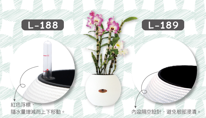 浮標計水花盆可即時顯示水位,方便適量補水管理植物。